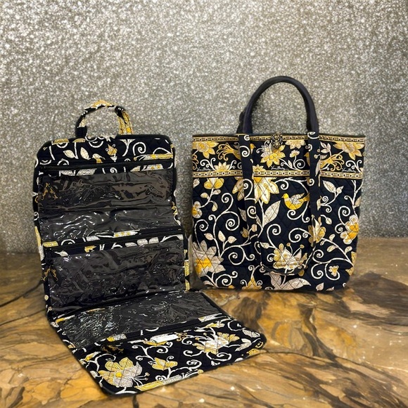 Vera Bradley Tote & Hang Organizer Yellow Bird Retired Pattern Set EUC Like New - Picture 1 of 16